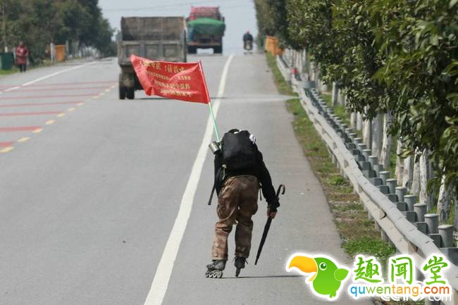 2018年3月20日，湖北襄阳，22岁小伙李宝杨从北京轮滑回湖北襄阳家，全程1092公里，途径4个省，历时19天。